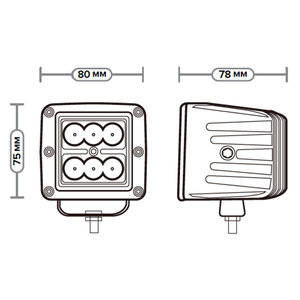 Изображение 5, AE18S-6LED-73PC Фара рабочего света квадратная 80х75х73 12Вт 6 светодиодов рассеянный свет AVTOELECTRICA