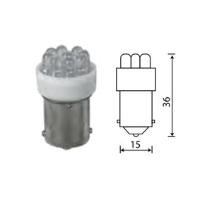 Изображение 3, 12T15-W\5LED Лампа светодиодная 12V R10W BA15s 5 светодиодов белая МАЯК