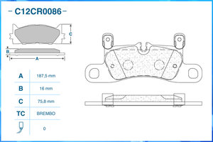 Изображение 2, C12CR0086 Колодки тормозные VW Touareg (11-) задние (4шт.) CWORKS