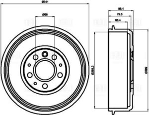 Изображение 1, TF210754 Барабан тормозной VW T4 задний (1шт.) TRIALLI