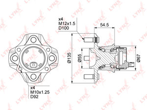 Изображение 1, WH1204 Ступица TOYOTA Yaris (99-) задняя в сборе LYNX
