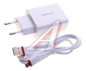 Изображение 1, BA21A Устройство зарядное в розетку 1USB кабель micro USB белое BOROFONE
