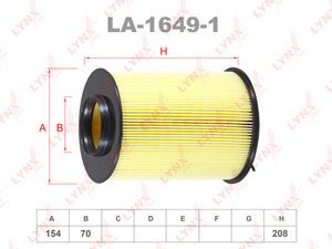 Изображение 1, LA16491 Фильтр воздушный FORD Focus 2, 3, Kuga (08-) VOLVO S40 (07-) (круглый) LYNX