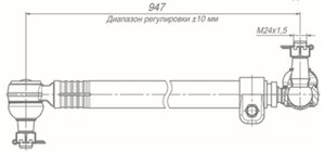 Изображение 2, 5297-3414009-31 Тяга рулевая КАМАЗ-5297, НЕФАЗ-5299 продольная с наконечниками в сборе ROSTAR