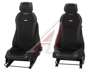 Изображение 1, DES-1100 BK/BK Накидка на сиденье алькантара стеганая/эко-кожа черная (11 предметов) Designo AUTOPROFI