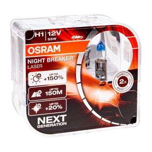 Изображение 1, 64150NL2(EURO) Лампа 12V H1 55W P14.5s +150% 3500K бокс (2шт.) Night Breaker Laser OSRAM