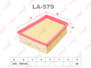 Изображение 1, LA579 Фильтр воздушный RENAULT Laguna (07-) LYNX
