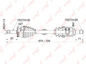 Изображение 3, CD1054A Привод HYUNDAI Santa Fe (05-09) колеса переднего левый LYNX