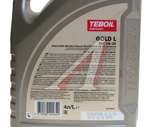 Изображение 3, 3453935 Масло моторное GOLD L 5W30 синт.4л TEBOIL