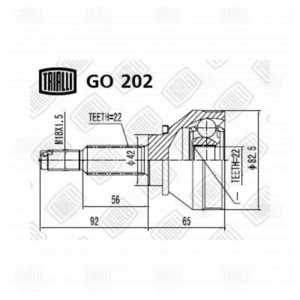 Изображение 2, GO202 ШРУС наружный CHEVROLET Lanos (97-02) комплект TRIALLI