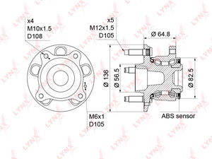 Изображение 1, WH1191 Ступица CHEVROLET Cruze (09-) OPEL Astra J (12-) задняя LYNX