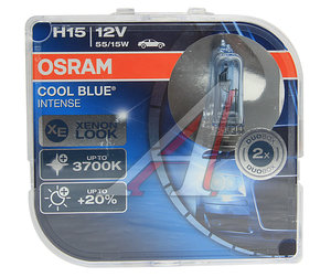 Изображение 2, 64176CBI-HCB Лампа 12V H15 15/55W PGJ23t-1 +20% 3700K евробокс (2шт.) Cool Blue Intense OSRAM