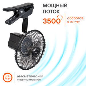 Изображение 6, ACF-15-03 Вентилятор в салон 12V на прищепке автоповорот R=15см AIRLINE