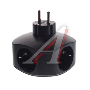 Изображение 1, SP-3e-USB-BLACK Тройник сетевой 3 гнезда + 2 USB 1A с заземлением черный ЭРА