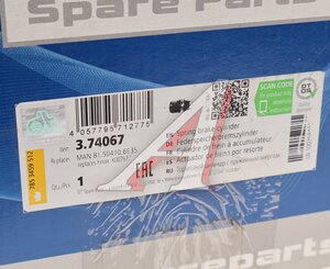 Изображение 6, 3.74067 Энергоаккумулятор MAN TGA тип 20/24 задний левый DT