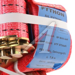 Изображение 4, PYT5088 Стяжка крепления груза 8т 8м-50мм с храповиком Python РОМЕК