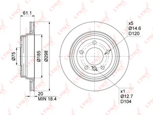Изображение 1, BN1010 Диск тормозной BMW 5 (E39) (96-) задний (1шт.) LYNX