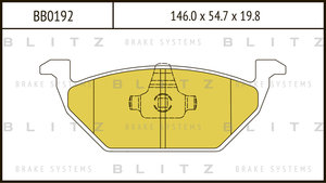 Изображение 1, BB0192 Колодки тормозные VW Polo (95-) передние (4шт.) BLITZ