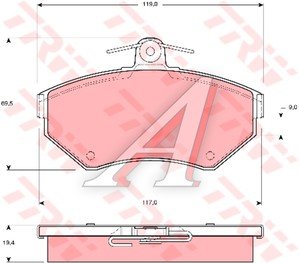 Изображение 3, GDB1266 Колодки тормозные VW Passat B5 AUDI A4 передние (4шт.) TRW
