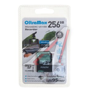 Изображение 1, OM256GCSDXC10-U3-V30 Карта памяти 256GB MicroSD class 10 + SD адаптер OLTRAMAX