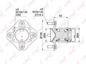 Изображение 1, WH1073 Ступица NISSAN Tiida (07-) задняя с подшипником LYNX