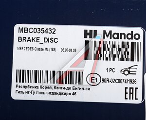 Изображение 5, MBC035432 Диск тормозной MERCEDES ML (W163) (98-05) передний (1шт.) MANDO