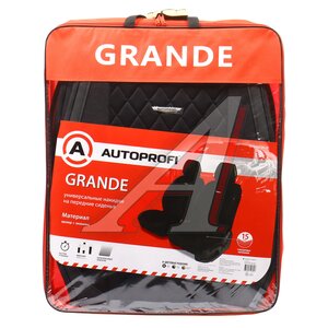Изображение 5, GRN-400 BK/BK Накидка на сиденье алькантара стеганая/эко-кожа черная (2шт.) Grande AUTOPROFI