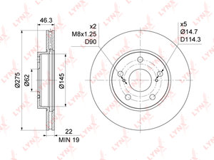 Изображение 3, BN1171 Диск тормозной TOYOTA Auris (07-) передний (1шт.) LYNX