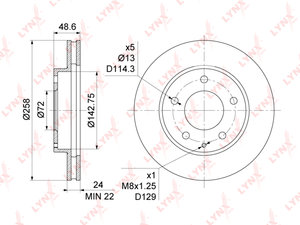 Изображение 1, BN1068 Диск тормозной MAZDA 626 (97-02) передний (1шт.)  LYNX
