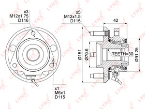 Изображение 1, WH1070 Ступица CHEVROLET Captiva (06-) передняя в сборе LYNX