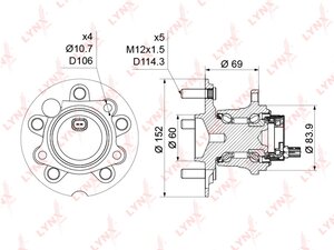 Изображение 4, WH1175 Ступица TOYOTA Avensis (01-05) задняя комплект LYNX