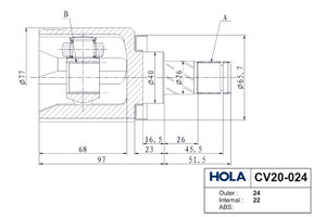 Изображение 4, CV20-024 ШРУС внутренний NISSAN Almera (G15) HOLA