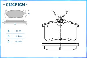 Изображение 2, C12CR1034 Колодки тормозные VW Golf (96-99) задние (4шт.) CWORKS