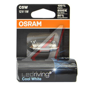 Изображение 2, 6498CW-01B Лампа светодиодная 12V C5W SV8.5-8 36мм 6000К двухцокольная блистер (1шт.) Cool White OSRAM