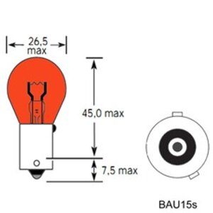 Изображение 2, 142981 Лампа 24V PY21W BAU15s 250лм желтая Amber TESLAFT (Россия)