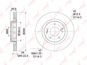 Изображение 1, BN1093 Диск тормозной MITSUBISHI Outlander (06-) передний (1шт.) LYNX