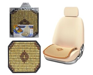 Изображение 1, 48144 Накидка на сиденье массажная деревянная без спинки бежевая NOVA BRIGHT