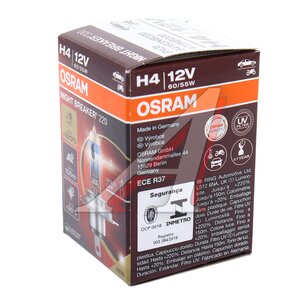 Изображение 3, 64193NB220 Лампа 12V H4 60/55W P43t +200% Night Breaker 220 OSRAM