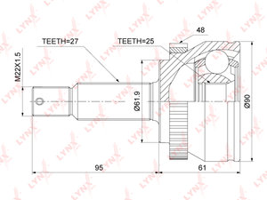 Изображение 2, CO3889A ШРУС наружный HYUNDAI Santa Fe комплект LYNX