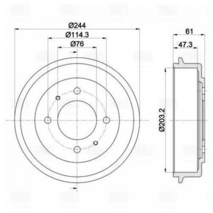 Изображение 1, TF051135 Барабан тормозной HYUNDAI Elantra (96-), Coupe (96-) задний (1шт.) TRIALLI