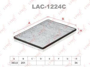 Изображение 1, LAC1224C Фильтр воздушный салона MERCEDES A (W168) угольный LYNX