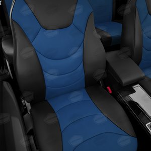 Изображение 3, UREK31-0303 Авточехлы универсальные экокожа черно-синие комплект Recaro AVTOLIDER