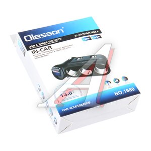 Изображение 5, NO.1680 Разветвитель прикуривателя 3-х гнездовой 12-24V 2USB OLESSON