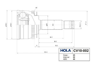 Изображение 4, CV10002 ШРУС наружный HYUNDAI Accent (00-10) комплект HOLA