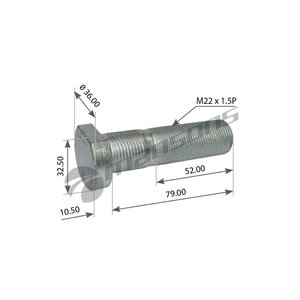 Изображение 1, 400.603 Шпилька колеса MAN MERCEDES (M22х1.5х81) MANSONS