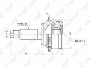 Изображение 6, CO5101A ШРУС наружный MAZDA 6 (02-07) комплект (АБС) LYNX