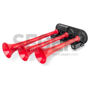 Изображение 2, 86EM12.100.03K Сигнал звуковой 12V воздушный 3-х рожковый красный (8 мелодий) SEGER