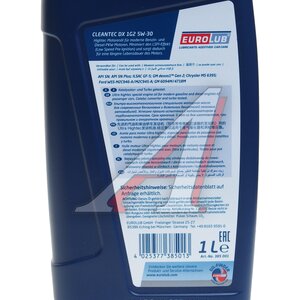 Изображение 3, 385001 Масло моторное CLEANTEC DXS SP/GF-6A 5W30 синт.1л EUROLUB