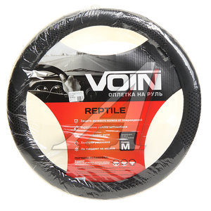 Изображение 1, OPLV0701 Оплетка руля (M) 37-39см черная экокожа Reptile VOIN
