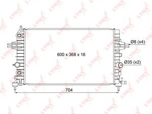 Изображение 1, RB1106 Радиатор OPEL Astra H, Zafira B (05-) охлаждения двигателя LYNX